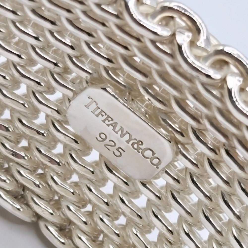 Tiffany & Co Sterling Silver Mesh Bracelet 925 Wide Woven Designer - Picture 9 of 11